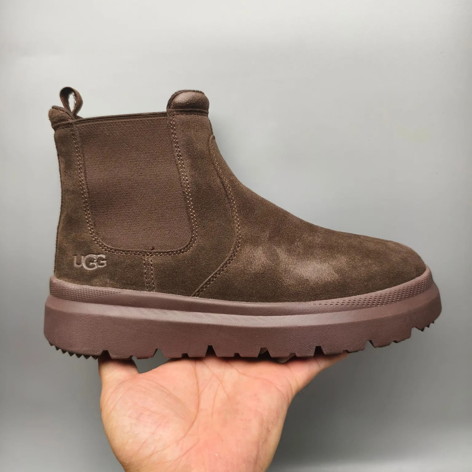 💰600 UGG sheepskin all-in-one snow boots 2050 casual mid-calf boots men's boots color: maroon black chocolate size: 39-45